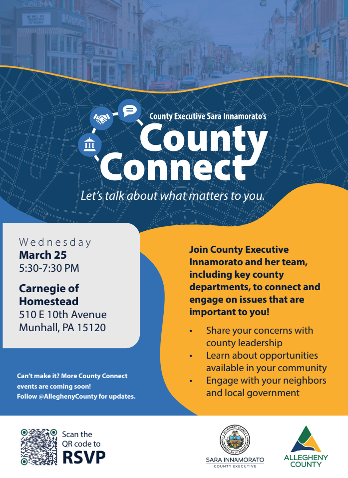 County Connect Community Meeting with Sara Innamorato at the Carnegie Library of Homestead