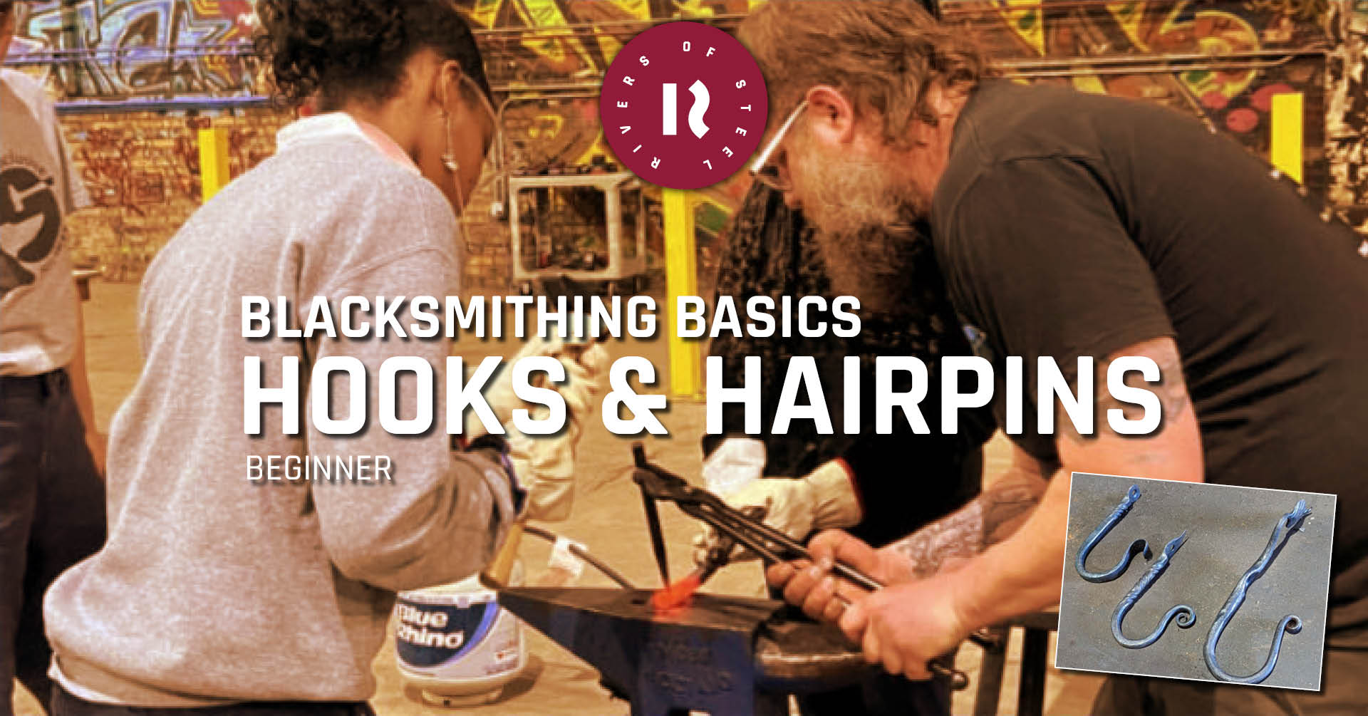 Blacksmithing Basics: Hooks & Hairpins at Rivers of Steel, Carrie Blast Furnaces