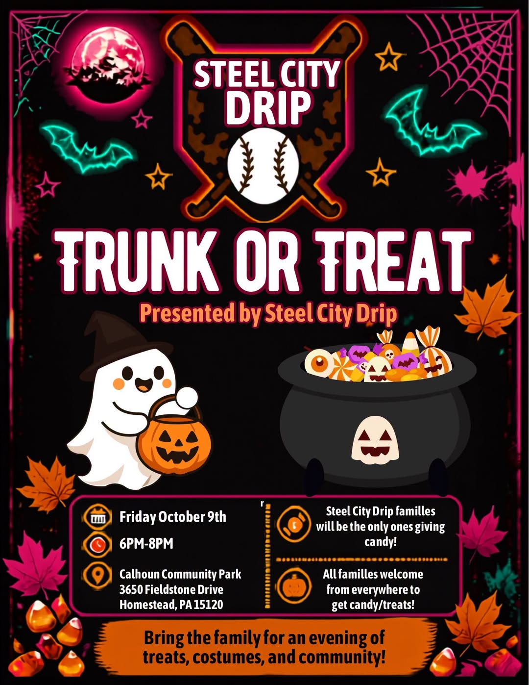 Trunk or Treat Hosted by Steel City Drip at Calhoun Park West Homestead | October 9